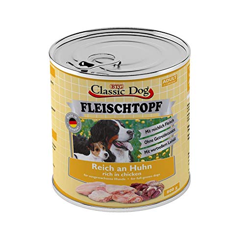 Classic Dog Adult Fleischtopf Pur Reich an Huhn 6 x 800g Hundefutter