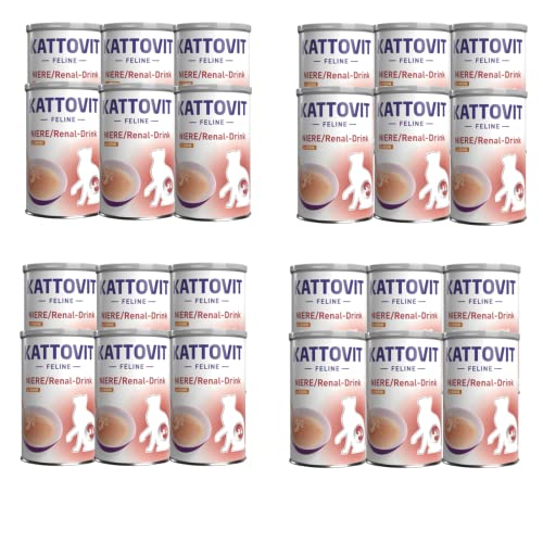 Kattovit Niere Renal-Drink Huhn 24er Pack 24 x 135 ml Ergänzungsfuttermittel für ausgewachsene Katzen Fleischstückchen mit Huhn Zur Unterstützung der Nierenfunktion