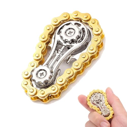 Fidget Toys Fidget Metall Getriebe Metall Kettenrad Kette Fidget Spielzeug für Kinder Erwachsene kinetische Schreibtisch Spielzeug Neuheit Hand Finger Spinner für Anti-Angst golden