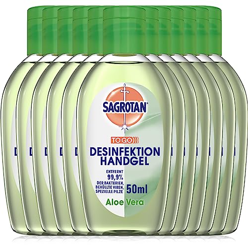  Hand Desinfektionsgel mit Aloe Vera für die Hände in praktischer Reisegröße 12x 50