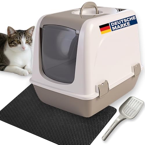 Katzenklo mit Deckel Set mit Streumatte Schaufel geschlossenes katzenklo Katzen klo katzenklo geschlossen Katzen toiletten katzentoiette cat Toilet kedi tuvaleti katzenklo Oben einstieg