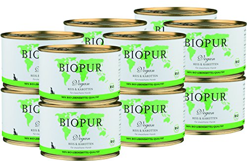 Bio Hundefutter Vegan Reis Karotten für Hunde 12x400g in 100% Bio-Lebensmittelqualität