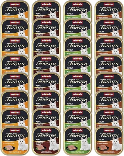 animonda Vom Feinsten Adult Vielfalt 32x 100g Nassfutter für ausgewachsene Katzenfutter ohne Getreide und Zucker mit 100 % frischen fleischlichen Zutaten