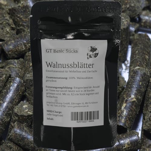 GT Futtersticks Walnussblätter   Garnelen  Krebse  Schnecken  und Welsfutter 40 g