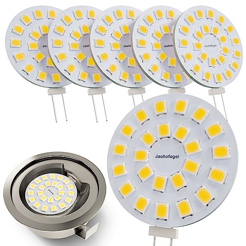 G4 LED 12V ac 12-24V dc 2 Watt ersatz für 20W Halogen Glühbirne - G4 LED Neutralweiss 5000K Rund - G4 Stiftsockel LED Lampen Birnen - G4 Einbaustrahler Einbauspot - G4 Stiftsockellampe 2W - 6er