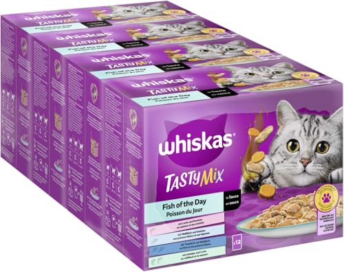 WHISKAS Tasty Mix Multipack Portionsbeutel Fish of The Day in Sauce 4x12x85g
