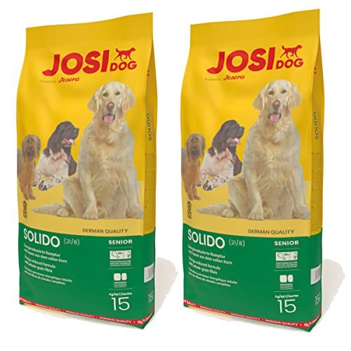 2 x 15 kg JosiDog Solido Hundefutter für wenig aktive Hunde Premium Trockenfutter für ältere oder ausgewachsene Hunde Powered by JOSERA