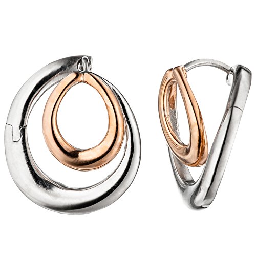 Jobo Damen-Creolen aus 925 Sterling Silber Bicolor vergoldet