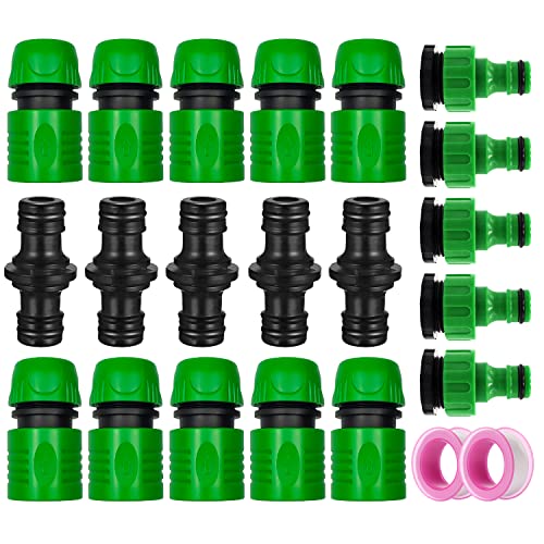 Miyobing 22 Stück Gartenschlauch Verbindungsstück Kit für Gartenschlauch Rohr Verbinden 10 Hose Quick Connector 5 Doppel Stecker Schlauchverbinder 5 Hahnverbinder Anschluss für Wasserhähne mit Gewinde