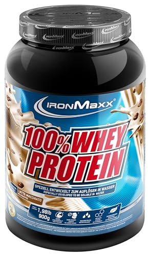 IronMaxx 100% Whey Protein Pulver - Latte Macchiato 900g Dose zuckerreduziertes wasserlösliches Eiweißpulver aus Molkenprotein viele verschiedene Geschmacksrichtungen