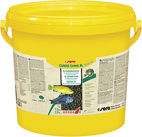 sera Cichlid Green XL Nature 3 8 L 1 3 kg - Hauptfutter mit 10 % Spirulina für größere herbivore Cichliden Futter für Malawi