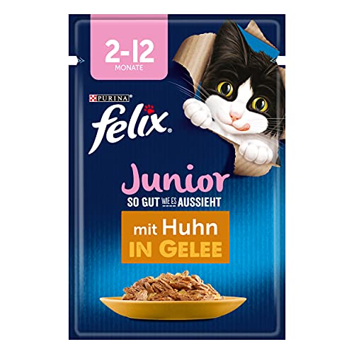 FELIX So gut wie es aussieht Junior Kittenfutter nass in Gelee Huhn 26er Pack 26x 85g