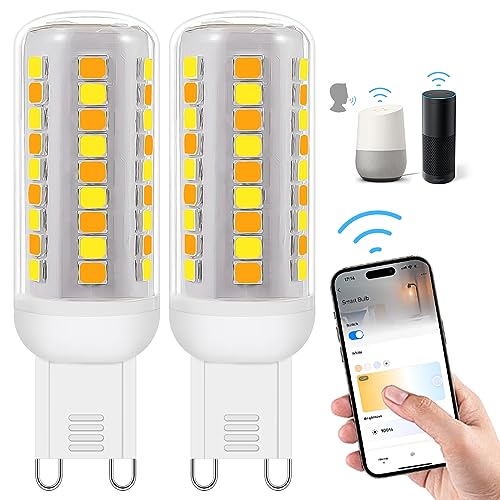 Wi-Fi Smart G9 LED Lampen Kompatibel mit Alexa Google Home AC 230V Stufenlos Dimmbar 2700K-6500K Helligkeit einstellbar 1%-100% 0.4-4W 40LM-400LM Timer Funktion G9 Intelligent LED Glühbirne 2er Pack