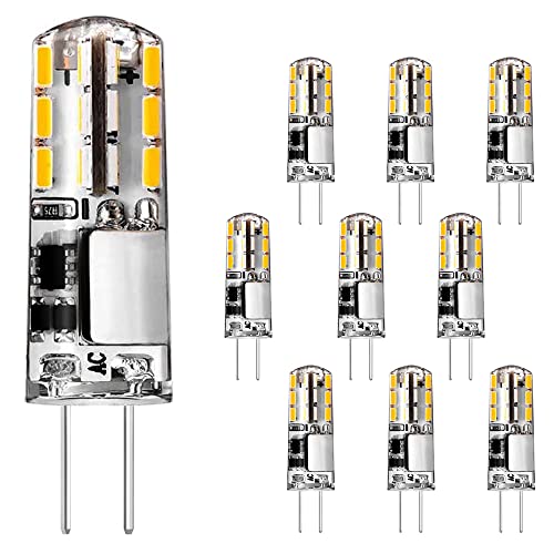 POIUYTO G4 LED Bulbs Warm White 1.5W 12V Mini Capsule Light Bulb AC DC 20W Halogen G4 Lamp Equivalent Bi-Pin Base JC Type Non- dimmable for Lighting Decor Chandelier Home 10Pack