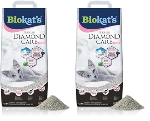 Biokat s Diamond Care Fresh Katzenstreu Babypuder Duft   Feine Klumpstreu aus Bentonit Aktivkohle und Aloe Vera   1 Sack 1x 10 L Packung 2