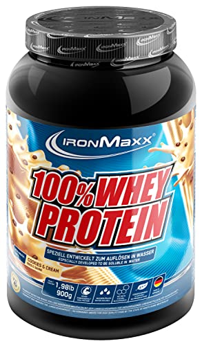 IronMaxx 100% Whey Protein Pulver Molke wasserlöslich Geschmack Cookies and Cream 900 g Beutel 1er Pack