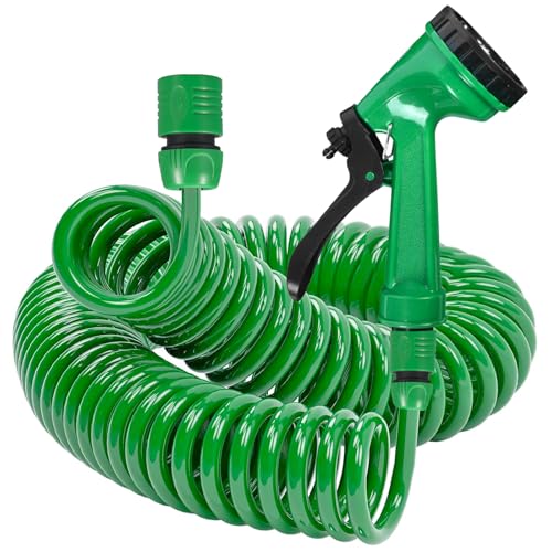 Axingqiwu Spiralschlauch Set 20m 10m 7.5m Flexibler Wasserschlauch Garten Gartenbrause 7 Strahlarten Gartenschlauch