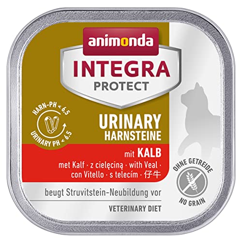 animonda INTEGRA PROTECT Integra Protect Adult Urinary Struvitstein Nassfutter Katze hochwertiges Premiere Katzenfutter Nass getreidefrei Diätfuttermittel für Katzen mit Kalb 16 x 100g
