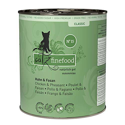 catz finefood N 15 Huhn Fasan Feinkost Katzenfutter nass verfeinert mit Quinoa Kresse 6 x 800g Dosen