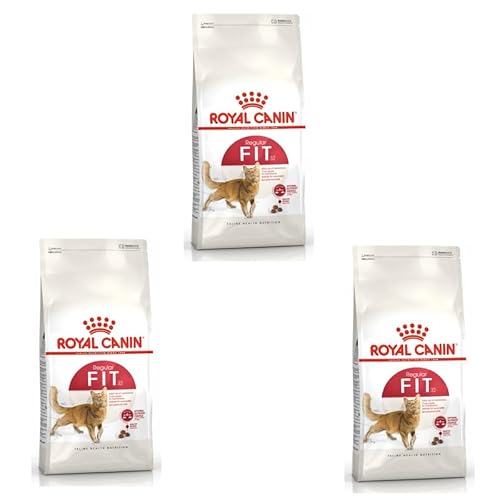 Royal Canin FIT 32 Regular für aktive Katzen 3er Pack 3 x 400 g Alleinfuttermittel für ausgewachsene Katzen Kann dabei hilfreich Sein die Haarballenbildung zu reduzieren