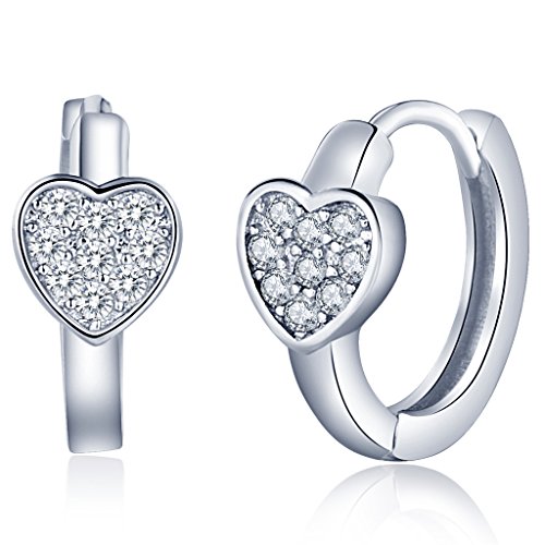 Unendlich U Klassisch Herzen Damen Creolen 925 Sterling Silber Zirkonia Ohrringe Ohrhänger Ohrschmuck Earring Silber