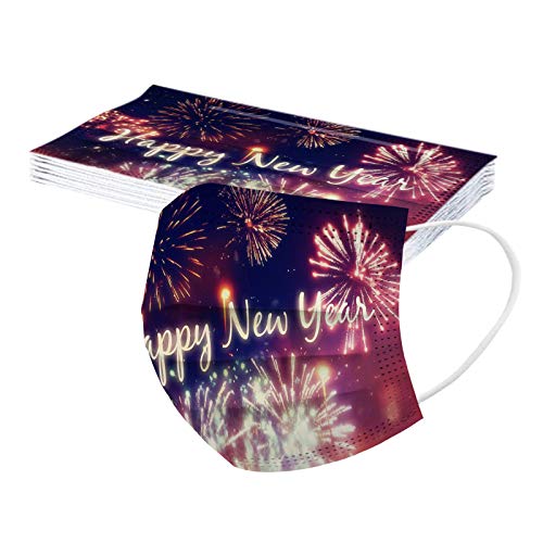 Pitashe 10 Stücke Herren Damen 2021 Happy New Year Stoff Multifunktional Staubschutz Nasen Bandana Halstuch