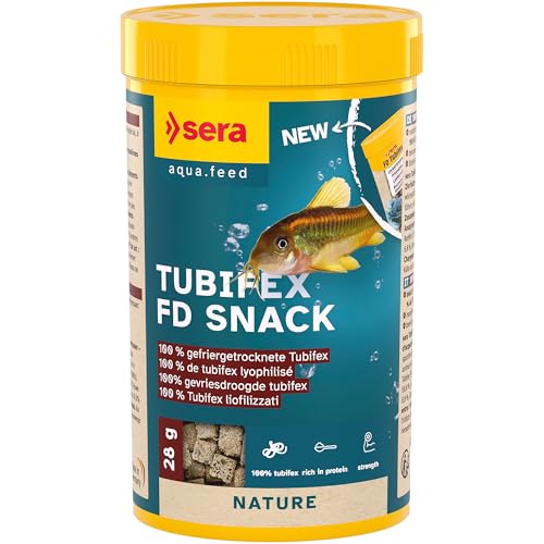 sera Tubifex FD Snack 250 ml 28 g gefriergetrocknete 100% Tubifex natürlicher proteinreicher Snack für fleischfressende Zierfische stärkt Wachstum Vitalität