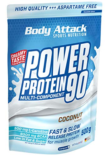 Body Attack Power 90   Coconut Cream 500g   Made in Germany   5Kßpulver BCAA für Muskelaufbau und Fitness