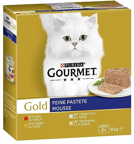 PURINA GOURMET Gold Feine Pastete Katzenfutter nass Sorten-Mix 12er Pack 12 x 8 Dosen 85g