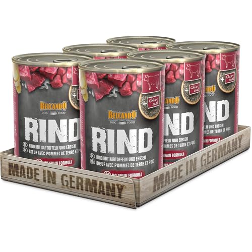 Belcando Super Premium Dose 6x400g Rind mit Kartoffel Erbsen Nassfutter für Hunde Feuchtfutter Dose Alleinfutter für Hunde Aller Rassen