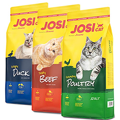 Josera 30 kg JosiCat - je 1 x 10 kg Crispy Duck 10 kg Tasty Beef 10 kg Crunchy Poultry