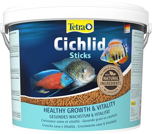 Tetra Cichlid Sticks - Fischfutter für alle Cichliden und andere große Zierfische schwimmfähige Futtersticks 10 L Eimer