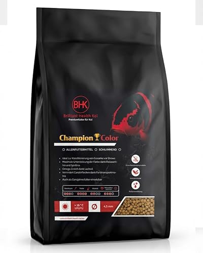 BHK Koi Futter Champion Color Swim Schwimmendes Farbfutter für Intensive Farbausprägung Vitalität 4 5 mm Pellets 10 kg