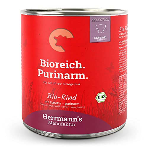 Herrmann s - Selection Sensibel Bio Rind mit Karotten - purinarm - 6 x 800g - Nassfutter - Hundefutter