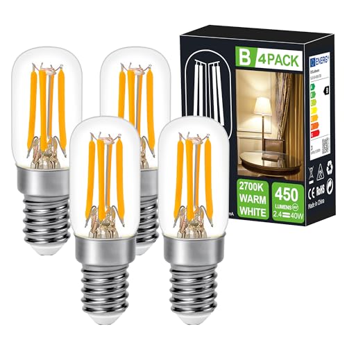 DSLebeen LED Warmweissühbirne 2.4W 450LM Ersatzühlampe 40W 2700K Mini LED Birnen für Nähmaschinelampe Wandlampen Salzlampe Kronleuchter Nicht Dimmbar