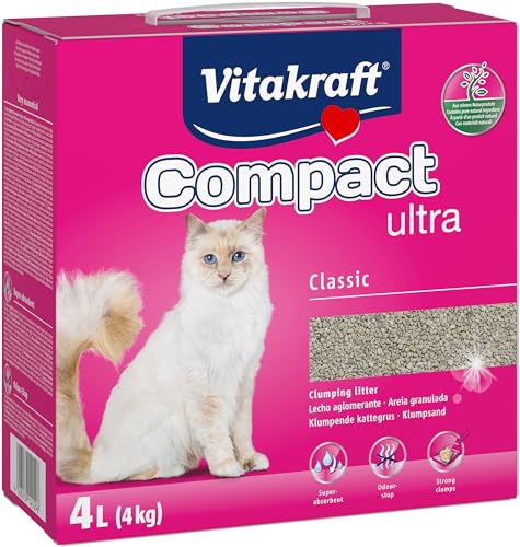 Vitakraft Compact Ultra Classic Katzenstreu klumpend bindet Gerüche der Katzentoilette saubere und einfache Entfernung 1x 4kg