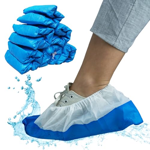 50x ARNOMEDÃ¼berzieher Blau WeiÃŸ Ãœberziehschuhe mit wasserdichter Sohle Mehrweg CPE PP Ãœberzieher extra stark Schuhschutz Ãœberzug rutschfest 17x40cm reiÃŸfeste Ãœberschuhe fÃ¼r Baustelle