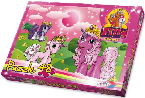 Noris 606037369 - Filly Unicorn - Auf der Wiese 48 Teile Puzzle