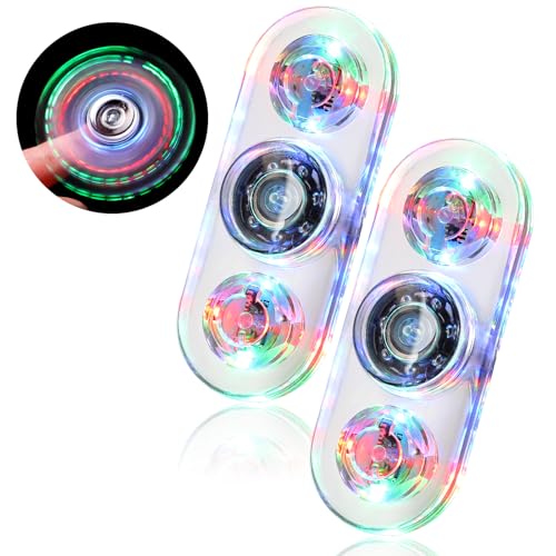 SCIONE 2er Pack LED Fidget Spinner Leuchtender Hand Spinner für Kinder Erwachsene 3 Farbmodi Sensorisches Stressabbau-Spielzeug mit Glatter Rotation Langlebigem Design Weiß