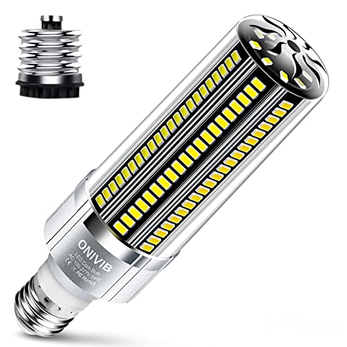 ONIVIB 54W LED Mais Lampen Glühbirnen 6800 Lumen 800W Äquivalent 6500K kaltweißes Tageslicht E27 mit E40 Mogul Basisadapter für Großflächen-Gewerbebeleuchtung Garage Warehouse Factory