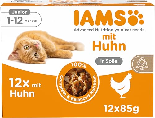 IAMS Delights Kitten Nassfutter   Multipack Katzenfutter mit Huhn in Sauce hochwertiges Futter für Junior Kätzchen von 1 Monatex 85g