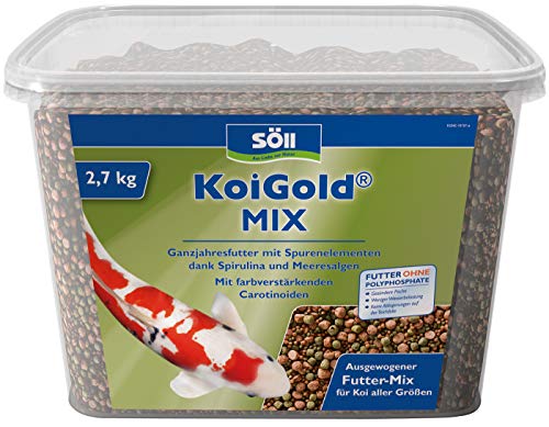 Söll KoiGold Mix 7 l - Koifutter mit Spurenelementen und Vitaminen zur vollwertigen Ernährung von Koi im Koiteich Gartenteich Fischteich