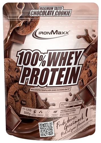 IronMaxx 100% Whey Protein Pulver - Chocolate Cookie 500g Beutel zuckerreduziertes wasserlösliches Eiweißpulver aus Molkenprotein viele verschiedene Geschmacksrichtungen