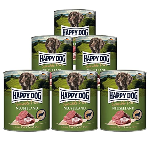 Happy Dog 5 1 Gratis Sensible Pure Neuseeland Lamm 800g Dose Sparpaket 6 x 800g Hundefutter Nass getreidefrei - Nassfutter für Hunde -Tierärztlich empfohlen bei Futtermittelunverträglichkeiten
