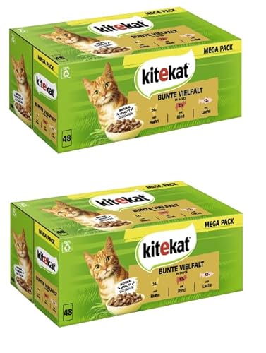 KITEKAT Portionsbeutel Multipack in Sauce 3 Varietäten 2X 48x85g Bunte Vielfalt