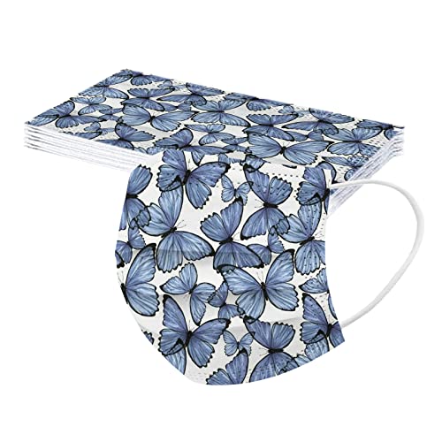 SDFRK 10 Stück Einweg Mundschutz für Erwachsener Stoffmasken Mundschutz Schmetterling Druck Mund und Nasenschutz Masken Bandana 3-lagig Cartoon Motiv Mund-Tuch Halstuch Schals für Männer und Frauen