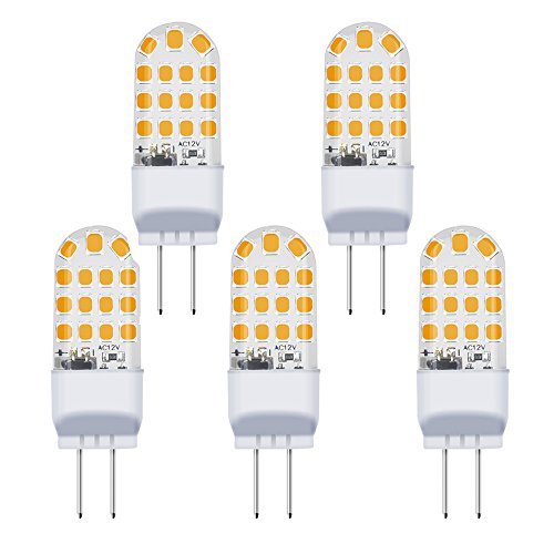 Bonlux 3.5W G6.35 LED Glühbirne GY6.35 AC DC 12V Warmweiß 3000K 360 Abstrahlwinkel Ersetzen 35W Halogenlampe für Unterschrank Schreibtischlampe Beleuchtung Nicht Dimmbar 5-Stück