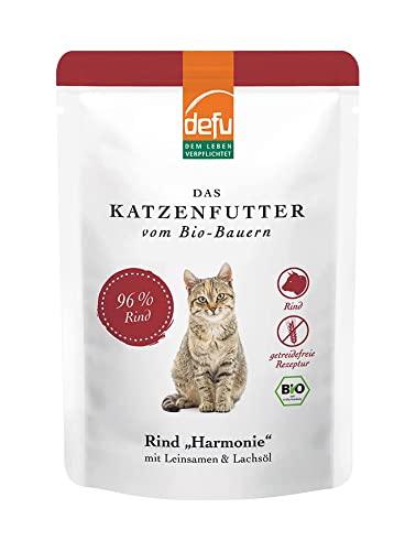 defu Katzenfutter 14 x 85 g Bio Rind Harmonie Nassfutter Premium Bio Katzenfutter Pate für Katzen