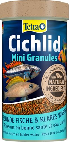 Tetra Mini Cichlid Granules - Hauptfutter Mix mit 2 verschiedenen Mini-Granulaten für kleine Cichliden 250 ml Dose