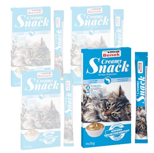 Super Benek Creamy Snack Lachs Inulin Snack Katze 4x4x 15g